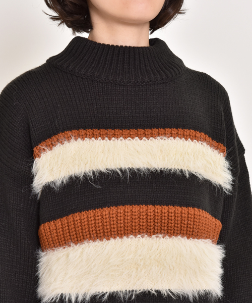 LIPSTAR（リップスター）の「フェザーヤーンボーダーニット（ニット/セーター・レディース・ブラック系その他/グレー系その他・M）」の12枚目の写真