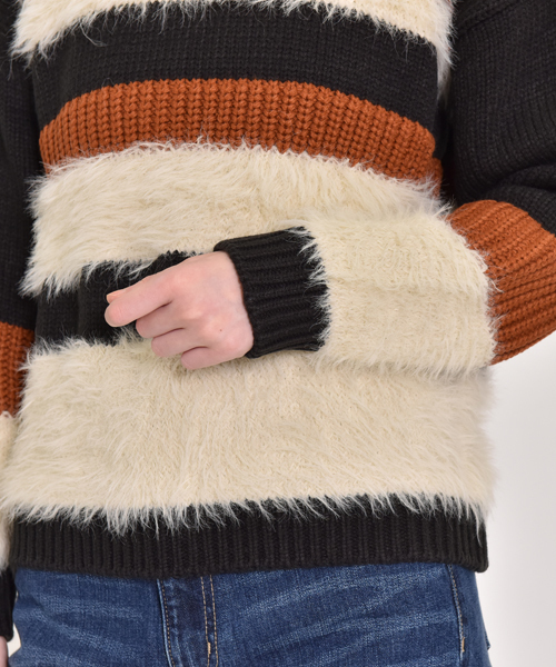 LIPSTAR（リップスター）の「フェザーヤーンボーダーニット（ニット/セーター・レディース・ブラック系その他/グレー系その他・M）」の13枚目の写真