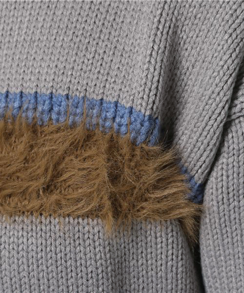 LIPSTAR（リップスター）の「フェザーヤーンボーダーニット（ニット/セーター・レディース・ブラック系その他/グレー系その他・M）」の3枚目の写真