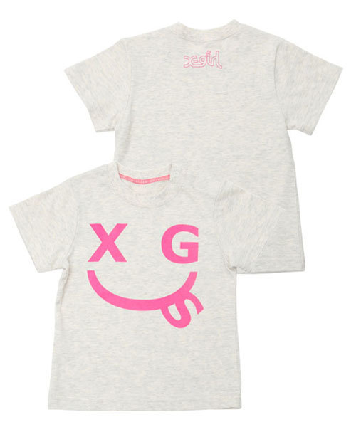 X-girl Stages（エックスガールステージス）の「SLIM S/S TEE “SMILEY” （4T～7T）（Tシャツ/カットソー・キッズ・ブラック/ベージュ/ライトブルー/ピンク・4T/5T/6T/7T）」の2枚目の写真
