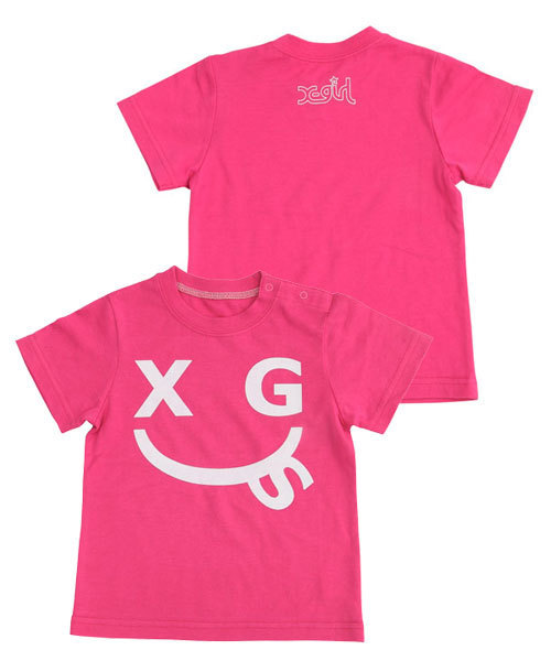 X-girl Stages（エックスガールステージス）の「SLIM S/S TEE “SMILEY” （4T～7T）（Tシャツ/カットソー・キッズ・ブラック/ベージュ/ライトブルー/ピンク・4T/5T/6T/7T）」の4枚目の写真
