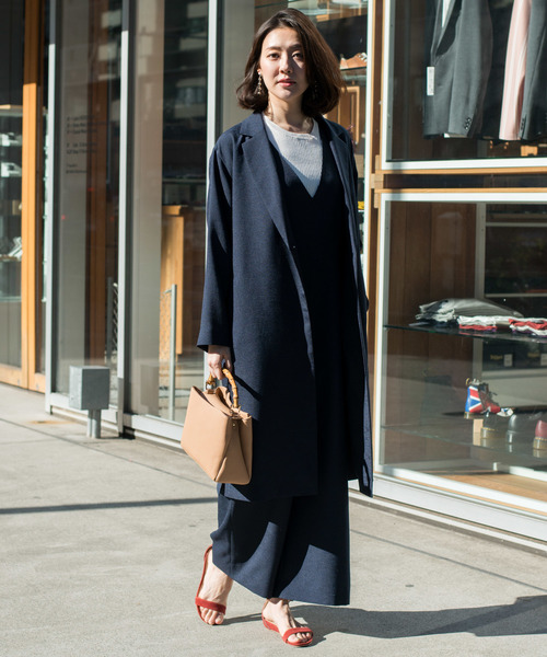 RIVE DROITE（リヴドロワ）の「【洗える【シワになりにくい】リネンライクチェスターコート（チェスターコート・レディース・ライトベージュ/ネイビー・FREE）」の12枚目の写真