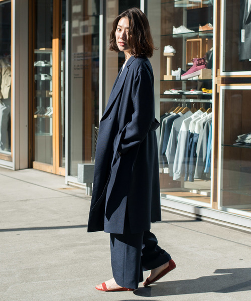 RIVE DROITE（リヴドロワ）の「【洗える【シワになりにくい】リネンライクチェスターコート（チェスターコート・レディース・ライトベージュ/ネイビー・FREE）」の13枚目の写真