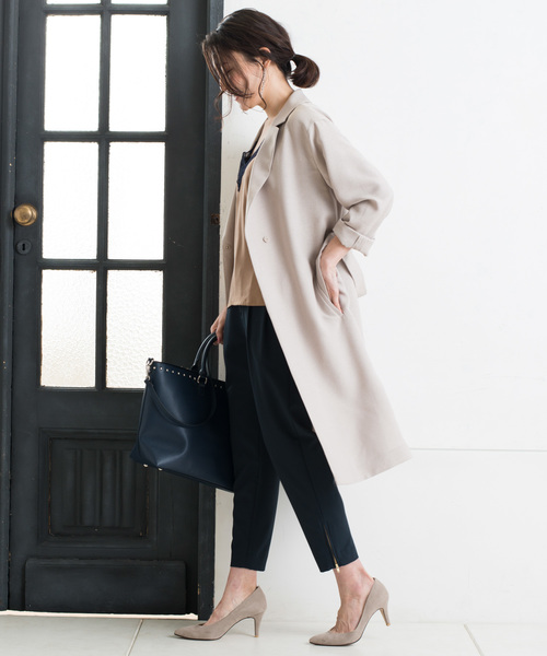 RIVE DROITE（リヴドロワ）の「【洗える【シワになりにくい】リネンライクチェスターコート（チェスターコート・レディース・ライトベージュ/ネイビー・FREE）」の18枚目の写真