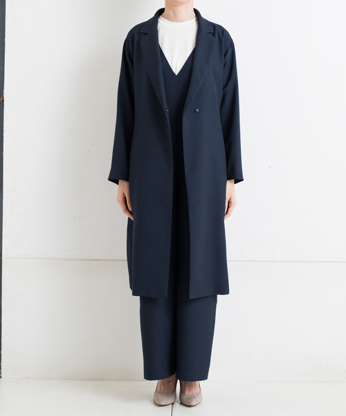 RIVE DROITE（リヴドロワ）の「【洗える【シワになりにくい】リネンライクチェスターコート（チェスターコート・レディース・ライトベージュ/ネイビー・FREE）」の4枚目の写真