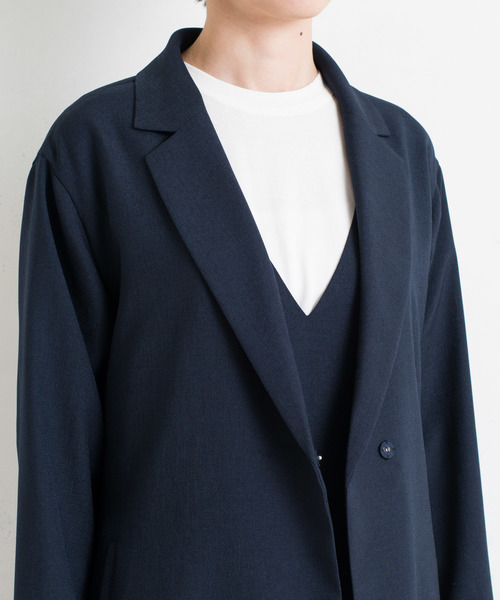 RIVE DROITE（リヴドロワ）の「【洗える【シワになりにくい】リネンライクチェスターコート（チェスターコート・レディース・ライトベージュ/ネイビー・FREE）」の7枚目の写真