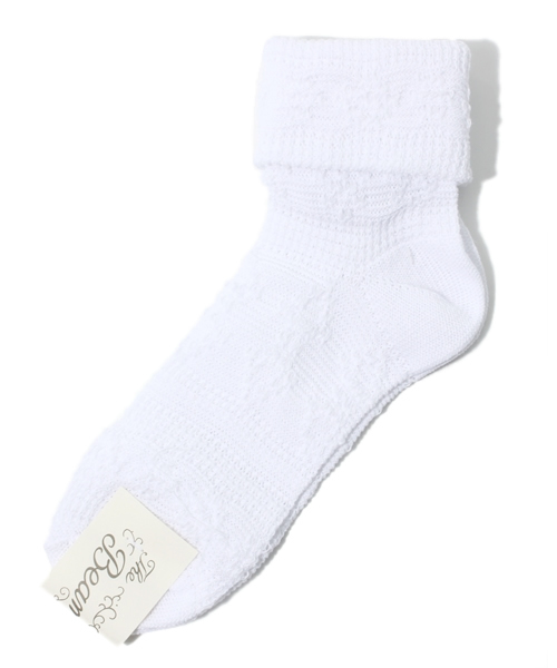 BEAMS BOY（ビームスボーイ）の「△BEAMS BOY / リネン リンクス カフソックス（ソックス/靴下・レディース・ホワイト/ベージュ/サックスブルー・ONE SIZE）」の2枚目の写真