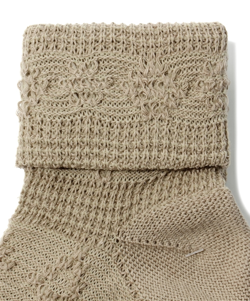 BEAMS BOY（ビームスボーイ）の「△BEAMS BOY / リネン リンクス カフソックス（ソックス/靴下・レディース・ホワイト/ベージュ/サックスブルー・ONE SIZE）」の4枚目の写真