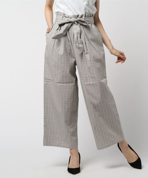 ehka sopo(エヘカソポ)の「ウエストリボンワイドパンツ(その他パンツ・レディース・ネイビー/グレー/カーキ/キナリ・MEDIUM)」の2枚目の写真