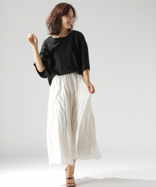 BAYFLOW（ベイフロー）の「GOOD PRICE／バッククロスフレアトップス（Tシャツ/カットソー・レディース・ブラック/オフホワイト/ピンク/ブルー・SMALL/MEDIUM）」の10枚目の写真