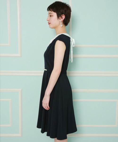 MARLENE JOBERT（マルレーヌ　ジョベル）の「つけ襟付2wayスカラップワンピース（ドレス・レディース・ブラック/ネイビー/ラベンダー・M/L）」の21枚目の写真