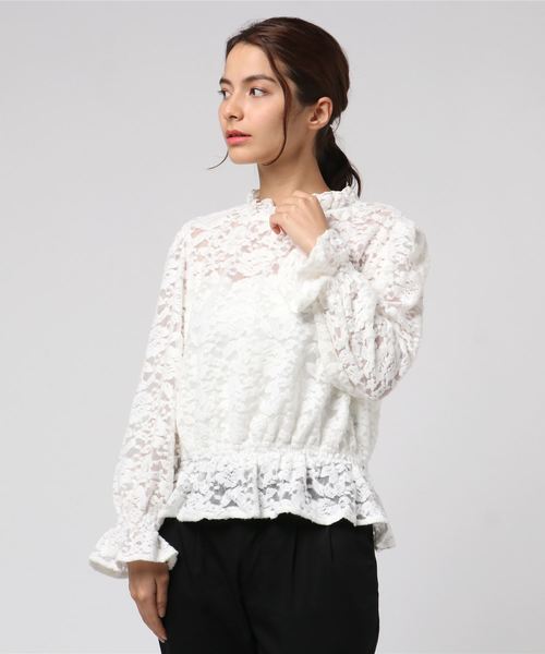 VENCEEXCHANGE（ヴァンスエクスチェンジ）の「起毛レースブラウス（シャツ/ブラウス・レディース・ホワイト/ダークグレー/ブラック・M）」の6枚目の写真