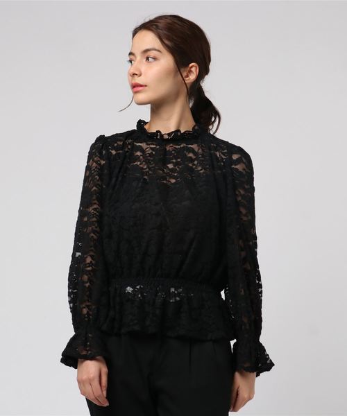 VENCEEXCHANGE（ヴァンスエクスチェンジ）の「起毛レースブラウス（シャツ/ブラウス・レディース・ホワイト/ダークグレー/ブラック・M）」の7枚目の写真