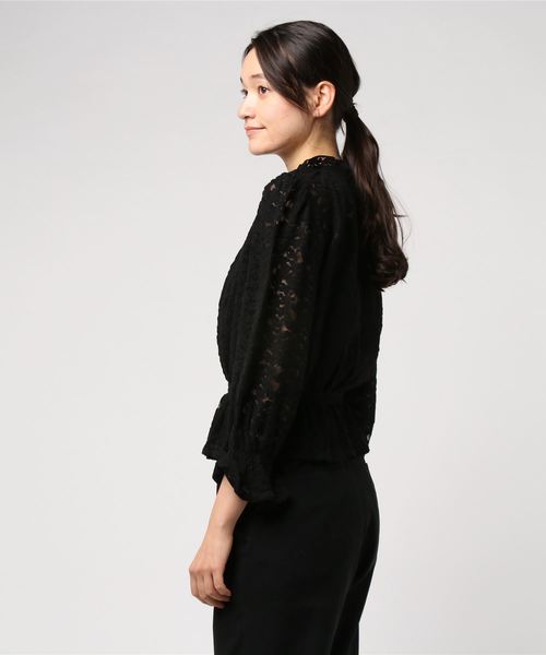 VENCEEXCHANGE（ヴァンスエクスチェンジ）の「起毛レースブラウス（シャツ/ブラウス・レディース・ホワイト/ダークグレー/ブラック・M）」の5枚目の写真