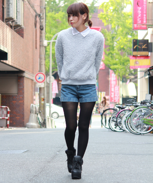 WEGO（ウィゴー）の「WEGO/ハイウエストロールアップショーツ（デニムパンツ・レディース・ホワイト/インディゴブルー/ダークインディゴブルー/その他1・MEDIUM/LARGE）」の12枚目の写真