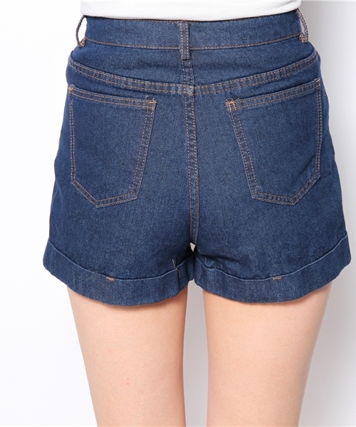 WEGO（ウィゴー）の「WEGO/ハイウエストロールアップショーツ（デニムパンツ・レディース・ホワイト/インディゴブルー/その他1/ダークインディゴブルー・MEDIUM/LARGE）」の8枚目の写真