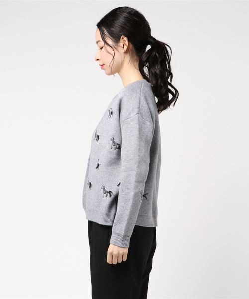 アニマル柄ボタンレスニットカーディガン（カーディガン/ボレロ