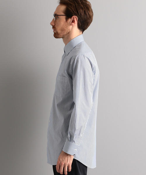 WORK TRIP OUTFITS GREEN LABEL RELAXING（ワークトリップアウトフィッツグリーンレーベル リラクシング）の「【WORK TRIP OUTFITS】ワイドカラー TC ロンドンストライプ シャツ＜スリムフィット＞（シャツ/ブラウス・メンズ・ネイビー/ケリー・36/38/40/41/42/37/43/39）」の11枚目の写真