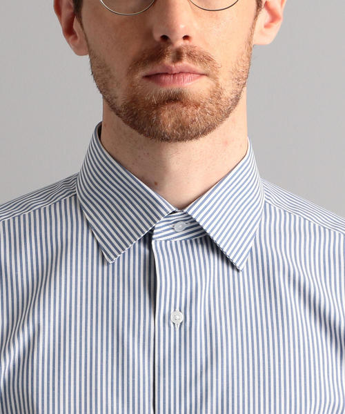 WORK TRIP OUTFITS GREEN LABEL RELAXING（ワークトリップアウトフィッツグリーンレーベル リラクシング）の「【WORK TRIP OUTFITS】ワイドカラー TC ロンドンストライプ シャツ＜スリムフィット＞（シャツ/ブラウス・メンズ・ネイビー/ケリー・36/38/40/41/42/37/43/39）」の3枚目の写真