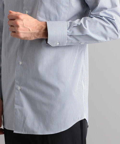 WORK TRIP OUTFITS GREEN LABEL RELAXING（ワークトリップアウトフィッツグリーンレーベル リラクシング）の「【WORK TRIP OUTFITS】ワイドカラー TC ロンドンストライプ シャツ＜スリムフィット＞（シャツ/ブラウス・メンズ・ネイビー/ケリー・36/38/40/41/42/37/43/39）」の4枚目の写真
