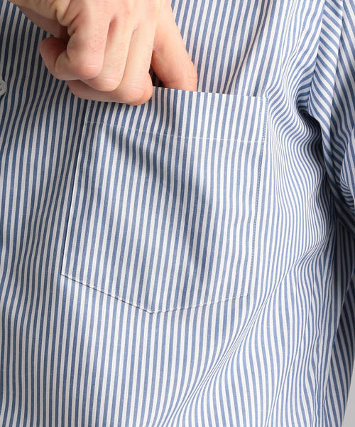 WORK TRIP OUTFITS GREEN LABEL RELAXING（ワークトリップアウトフィッツグリーンレーベル リラクシング）の「【WORK TRIP OUTFITS】ワイドカラー TC ロンドンストライプ シャツ＜スリムフィット＞（シャツ/ブラウス・メンズ・ネイビー/ケリー・36/38/40/41/42/37/43/39）」の6枚目の写真