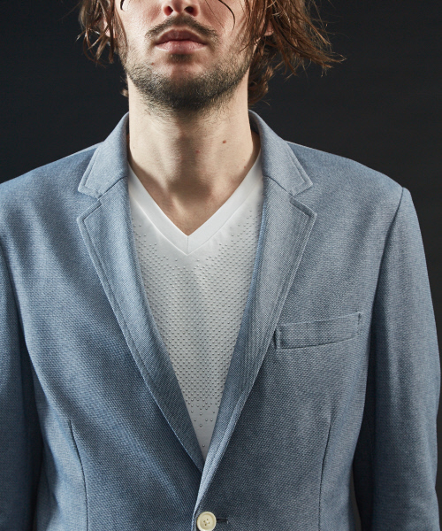 5351 POUR LES HOMMES(ゴーサンゴーイチプールオム)の「※【セットアップ対応】バーズアイ トリコット ノッチドラペル ジャケット(テーラードジャケット・メンズ・ライトグレー/ライトブルー・50/44/48/46)」の6枚目の写真