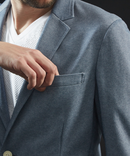 5351 POUR LES HOMMES(ゴーサンゴーイチプールオム)の「※【セットアップ対応】バーズアイ トリコット ノッチドラペル ジャケット(テーラードジャケット・メンズ・ライトグレー/ライトブルー・50/44/48/46)」の7枚目の写真