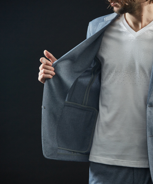 5351 POUR LES HOMMES(ゴーサンゴーイチプールオム)の「※【セットアップ対応】バーズアイ トリコット ノッチドラペル ジャケット(テーラードジャケット・メンズ・ライトグレー/ライトブルー・50/44/48/46)」の13枚目の写真