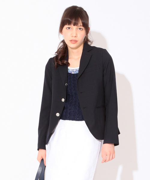 BEAMS BOY(ビームスボーイ)の「○BEAMS BOY / ウール トロ 3ボタン ブレザー(テーラードジャケット・レディース・チャコールグレー/ネイビー・0/1)」の2枚目の写真