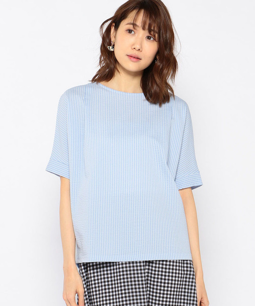 Petit Honfleur（プチオンフルール）の「【COOLER TOUCHシリーズ・Made in JAPAN】ドルマンスリーブプルオーバー（Tシャツ/カットソー・レディース・ホワイト/ブルー/サックスブルー・L size/M size）」の3枚目の写真