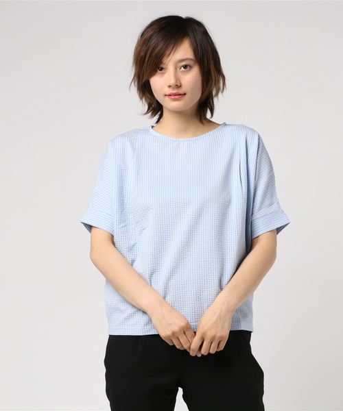 Petit Honfleur（プチオンフルール）の「【COOLER TOUCHシリーズ・Made in JAPAN】ドルマンスリーブプルオーバー（Tシャツ/カットソー・レディース・ホワイト/ブルー/サックスブルー・L size/M size）」の11枚目の写真