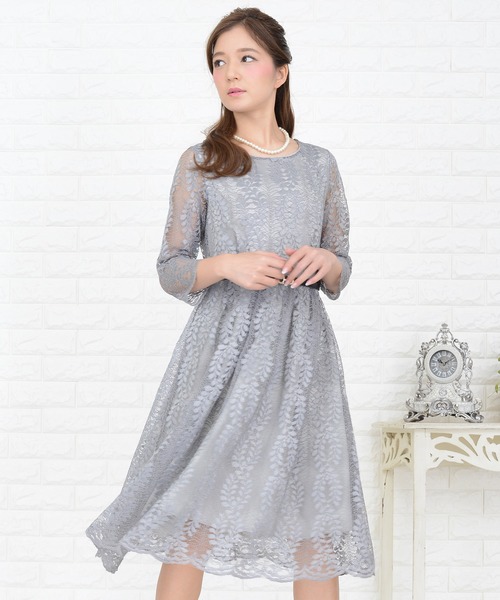 （週末限定価格）モチーフレースシアーAラインワンピース TIME SALE】モチーフレースシアーAラインドレス – BLUE ONLINE