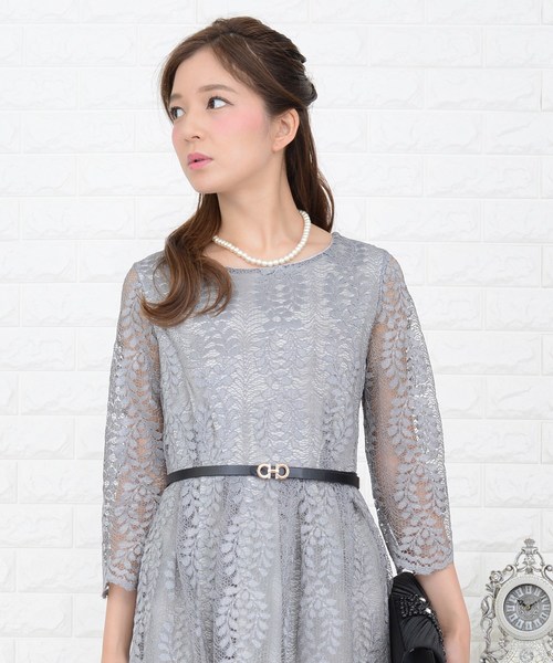 Lace Ladies(レースレディース)の「リーフモチーフ総レースAラインワンピース・ドレス(ドレス・レディース・グレー/ワイン/ブラック/ホワイト・XL/M/S/L)」の17枚目の写真
