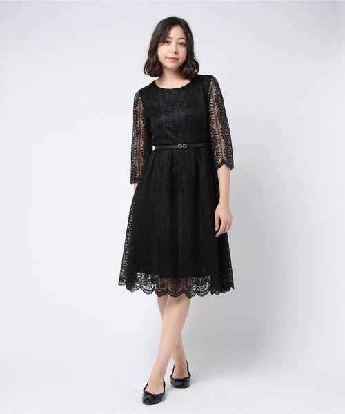 （週末限定価格）モチーフレースシアーAラインワンピース TIME SALE】モチーフレースシアーAラインドレス – BLUE ONLINE