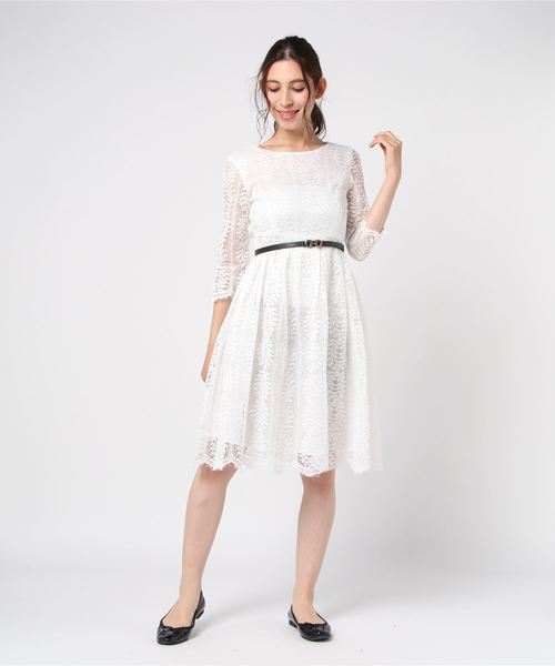 （週末限定価格）モチーフレースシアーAラインワンピース Sheer A-line onepiece｜LE'RURE