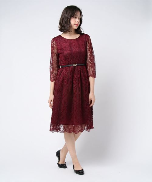 （週末限定価格）モチーフレースシアーAラインワンピース Sheer A-line onepiece｜LE'RURE