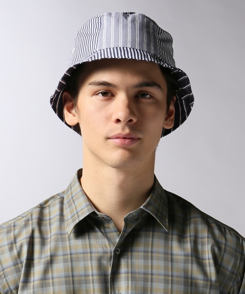 EDIFICE（エディフィス）の「HICO×EDIFICE STRIPE BUCKET HAT（ハット・メンズ・ブラック/ネイビー/ブルー・FREE）」の4枚目の写真