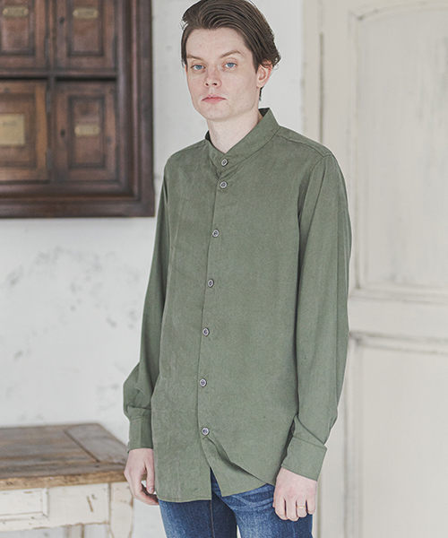 d3d5（ディースリーディーファイブ）の「ms3926-ノーカラーシャツ（シャツ/ブラウス・メンズ・グレー/カーキ・FREE）」の4枚目の写真