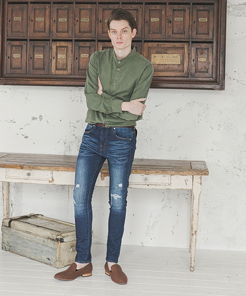 d3d5（ディースリーディーファイブ）の「ms3926-ノーカラーシャツ（シャツ/ブラウス・メンズ・グレー/カーキ・FREE）」の3枚目の写真