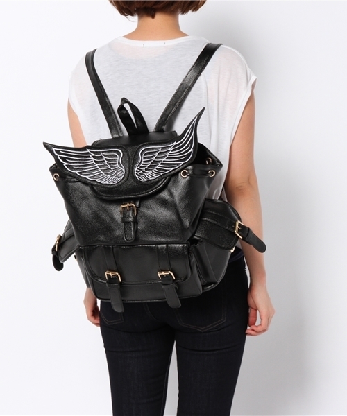 WEGO(ウィゴー)の「WEGO/フェザーリュック(バックパック/リュック・レディース・ブラック/ピンク/ホワイト・FREE)」の11枚目の写真