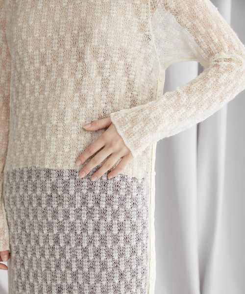 TAN(タン)の「【TAN(タン)】サイドボタンタートルネックニットレイヤードワンピース(ワンピース・レディース・ブラック/アイボリー・FREE)」の13枚目の写真