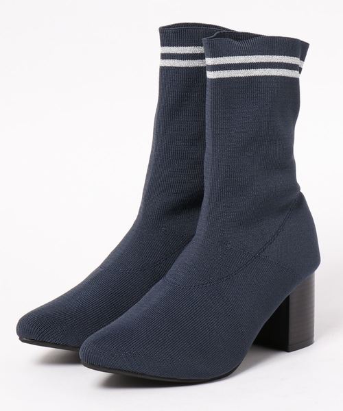 KOBE LETTUCE（コウベレタス）の「[ピンヒール/チャンキーヒール]ラインソックスブーツ（ブーツ・レディース・ブラック/ネイビー/ブラック系その他/ブルー系その他・LL/S/M/L）」の4枚目の写真