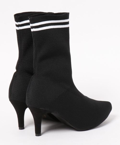 KOBE LETTUCE（コウベレタス）の「[ピンヒール/チャンキーヒール]ラインソックスブーツ（ブーツ・レディース・ブラック/ネイビー/ブラック系その他/ブルー系その他・LL/S/M/L）」の6枚目の写真