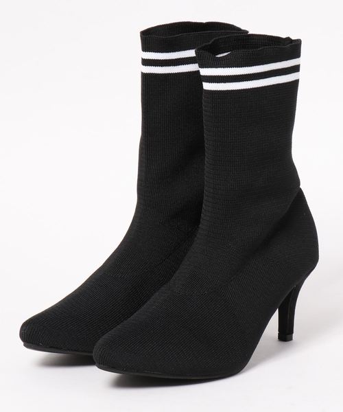 KOBE LETTUCE（コウベレタス）の「[ピンヒール/チャンキーヒール]ラインソックスブーツ（ブーツ・レディース・ブラック/ネイビー/ブラック系その他/ブルー系その他・LL/S/M/L）」の7枚目の写真
