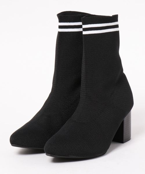 KOBE LETTUCE（コウベレタス）の「[ピンヒール/チャンキーヒール]ラインソックスブーツ（ブーツ・レディース・ブラック/ネイビー/ブラック系その他/ブルー系その他・LL/S/M/L）」の8枚目の写真
