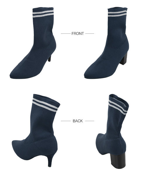 KOBE LETTUCE（コウベレタス）の「[ピンヒール/チャンキーヒール]ラインソックスブーツ（ブーツ・レディース・ブラック/ネイビー/ブラック系その他/ブルー系その他・LL/S/M/L）」の13枚目の写真