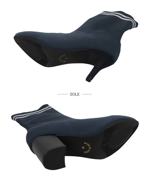 KOBE LETTUCE（コウベレタス）の「[ピンヒール/チャンキーヒール]ラインソックスブーツ（ブーツ・レディース・ブラック/ネイビー/ブラック系その他/ブルー系その他・LL/S/M/L）」の14枚目の写真