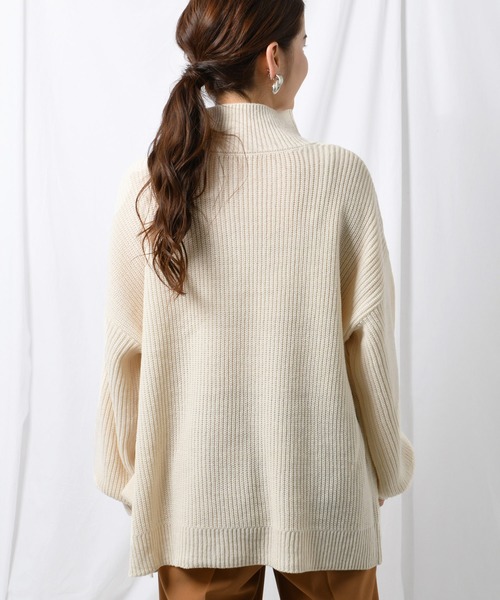 【美品】シェリエ サイド リボン ハイネック セーター Ambre Neige（アンブルネージュ）の「ハイネックケーブルサイドリボン