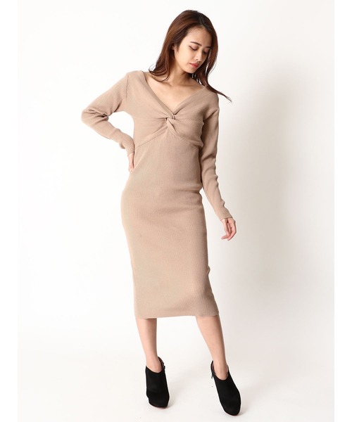 Duras デュラス の ２ｗａｙバストクロスニット長袖ワンピース ワンピース Wear