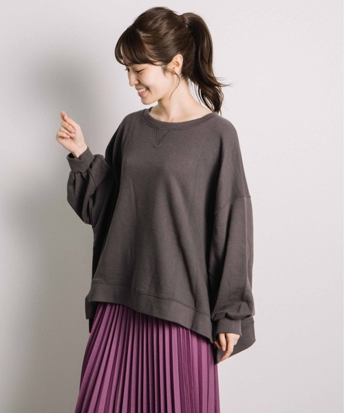 miniyu(ミニュウ)の「裏毛ビッグサイズPO(ag)(スウェット・レディース・チャコールグレー/グレー・2)」の2枚目の写真